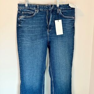 ZARA Crop Flare Jeans — Dark Wash | USA Size 14 | New With Tags — Missing Button